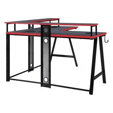 OSP Home Disruptor L-Shaped Gaming Desk in Black and Red, , large