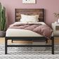 Hearth and Haven Twin Platform Bed with Slat Wood Headboard in Black and Rustic Brown, , large