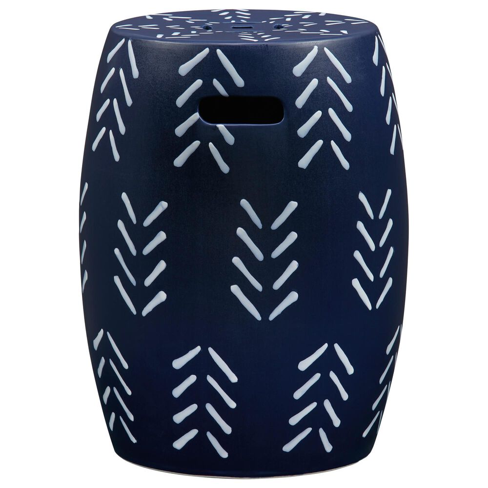 Ashley Genemore Ceramic Stool in Navy and White, , large