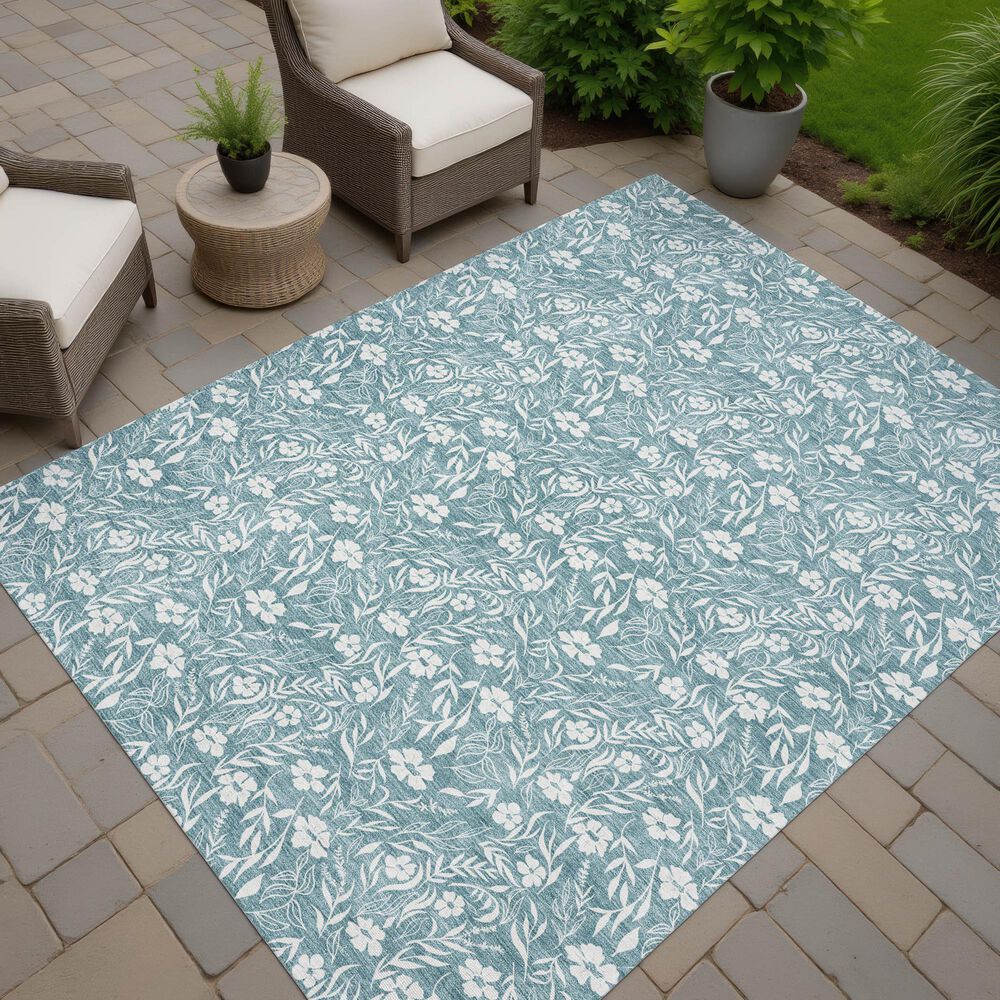 Dalyn Rug Company Soft Essentials Floral Teal 8' x 10' Indoor/Outdoor Area Rug, , large