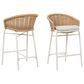 Hearth and Haven Santorini Outdoor Barstool with Wicker Backrest and Cushions in Beige (Set of 2), , large