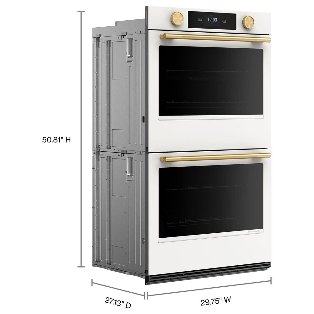 KitchenAid 30" Smart Double Wall Oven with Assisted Cook Cycles in Porcelain White, , large