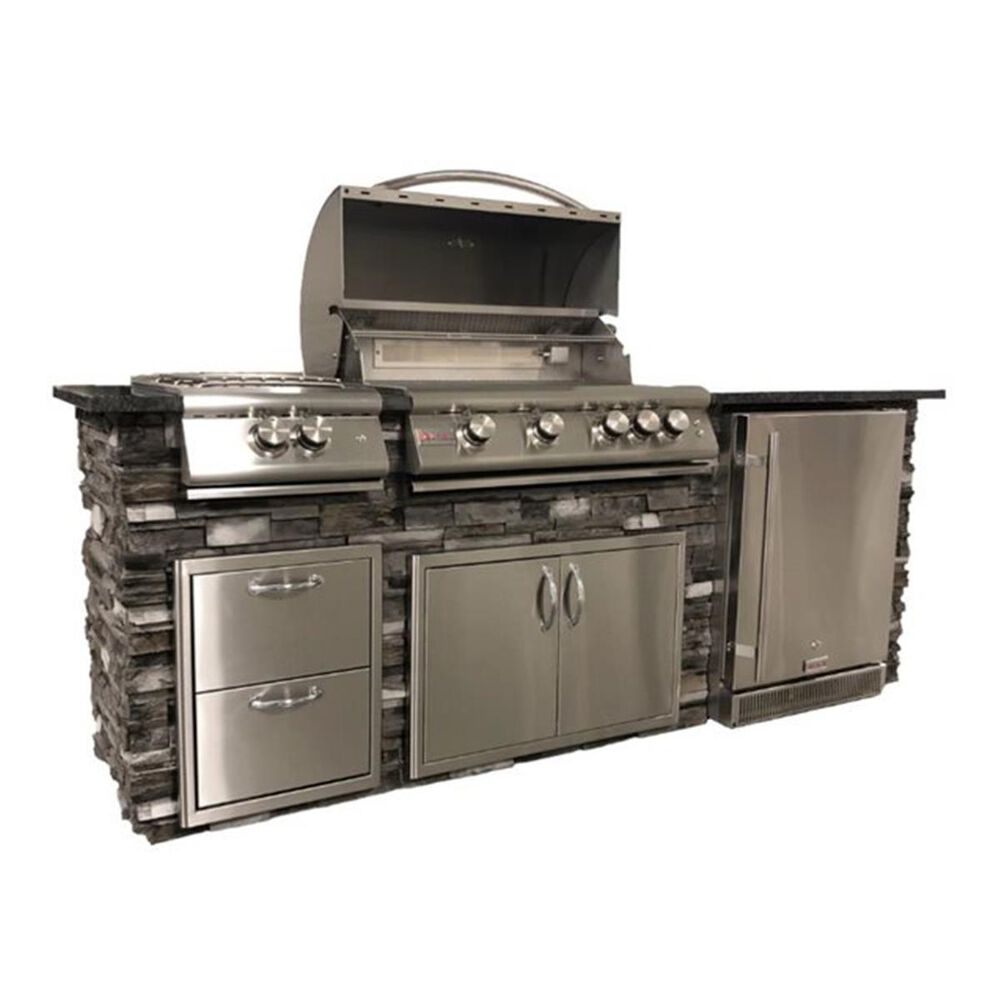Blaze 7-Piece Outdoor Kitchen Package with 32" LTE Gas Grill with 4-Burner, 16" LTE Natural Gas Power Burner, 5.1 Cu. Ft. Outdoor Double Drawer Refrigerator, Infrared Burner Upgrade, 16" W Double Access Drawers, and 32" Double Access Doors in Stainless Steel, , large