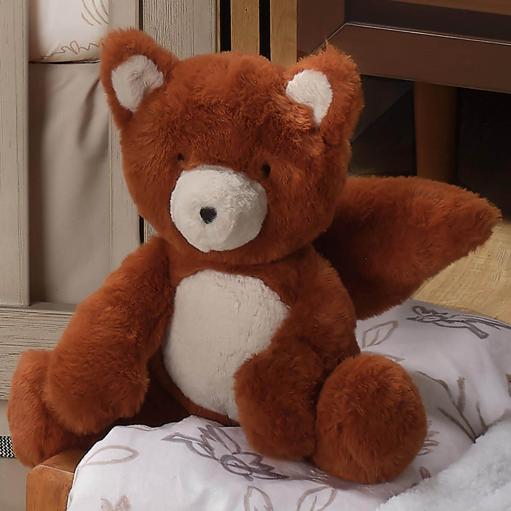 Lambs and Ivy Treetop Fox Buddy Stuffed Animal Toy in Cinnamon and Cream NFM