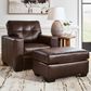 Ashley Santorine Stationary Chair and Ottoman Set in Dark Brown, , large