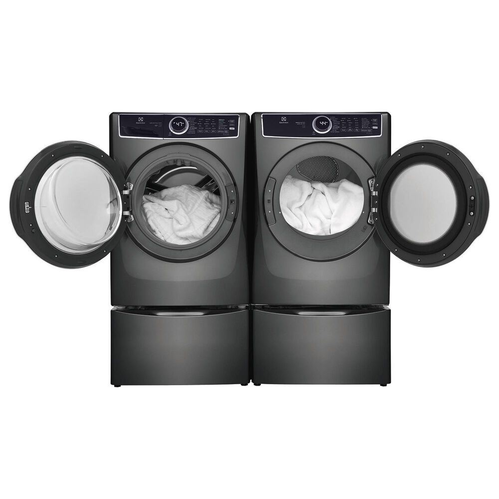 Electrolux 4.5 Cu. Ft. Front Load Washer and 8.0 Cu. Ft. Electric Dryer Laundry Pair with Pedestal in Titanium, , large