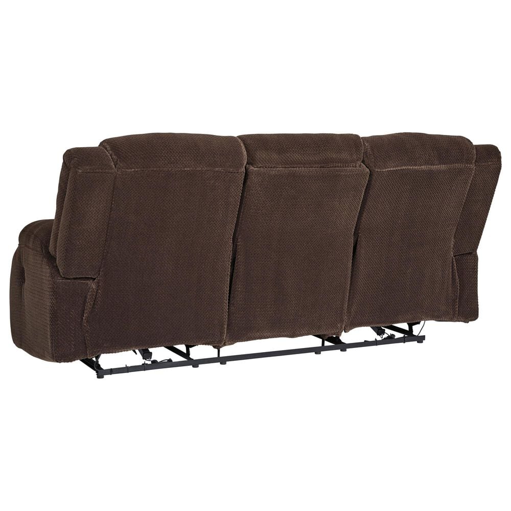 Ashley Observation Power Reclining Sofa with Drop Down Table in Chocolate Velvet, , large