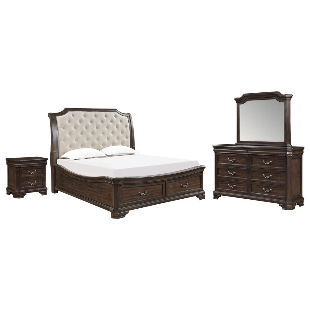 New Heritage Design Lyndhurst 4-Piece Queen Bedroom Set in Walnut Brown, , large