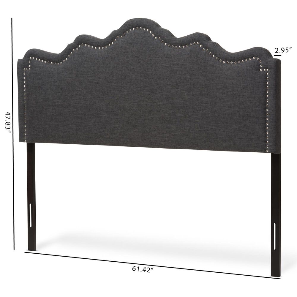 Baxton Studio Nadeen Queen Upholstered Headboard in Dark Grey, , large