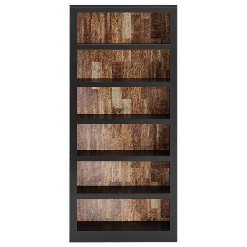 Ashley Wildenauer 3-Piece L-Shape Desk with Bookcase Set in Brown and Black, , large
