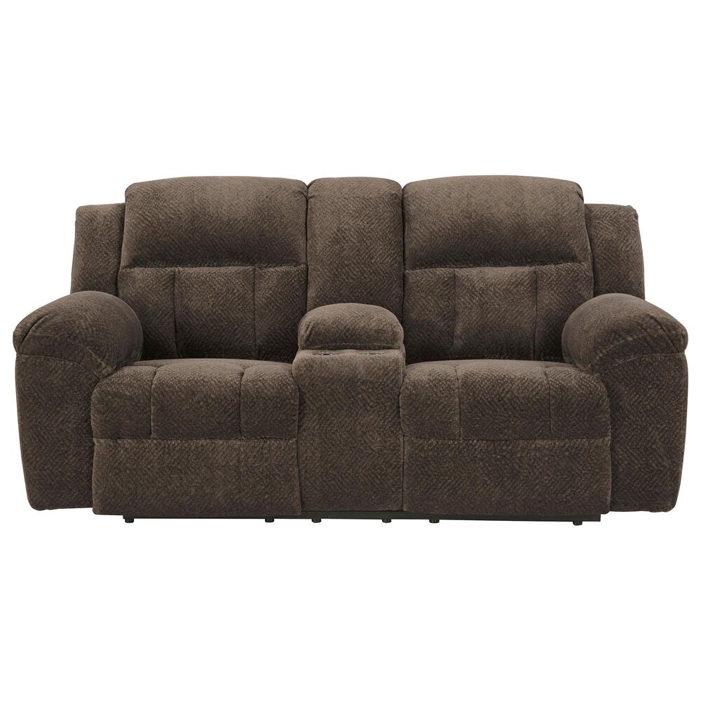 Ashley Frohn Manual Reclining Loveseat in Chocolate, , large