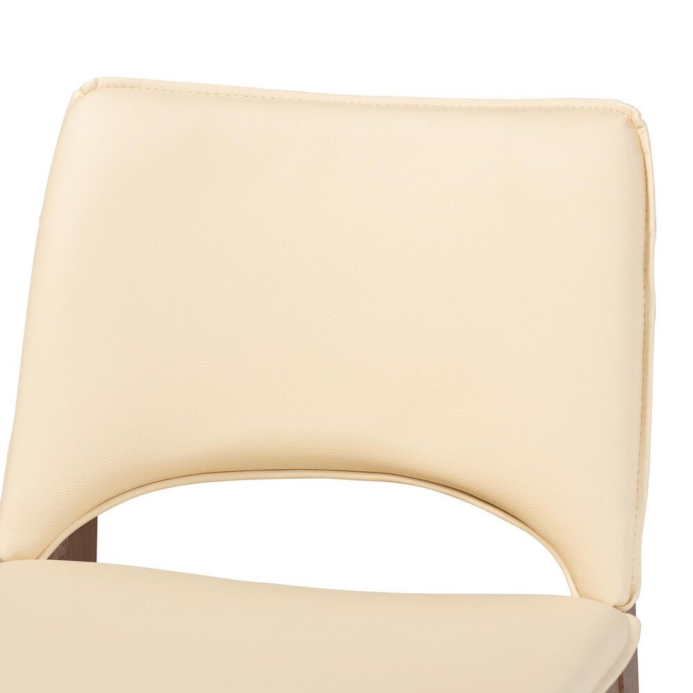 Baxton Studio Afton Side Chair with Beige Faux Leather in Walnut Brown (Set of 2), , large