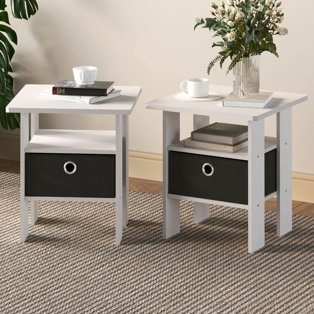HOMLUX 1-Drawer End Table in White, , large