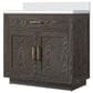 Lexora Home Abbey 36" Single Bathroom Vanity in Brown Oak with 2 cm White Cultured Marble Top and Rectangular Sink, , large