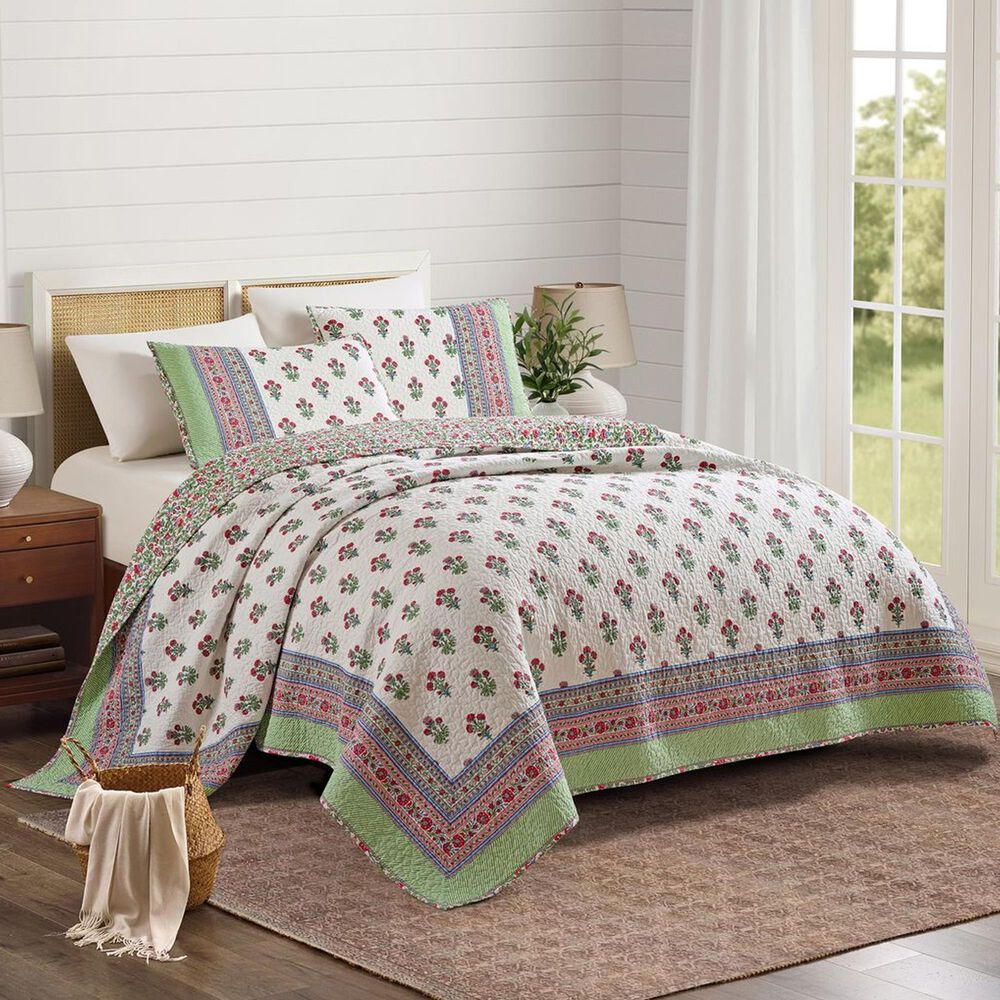 Peking Handicraft Serena 2-Piece Full/Queen Quilt Set in Pink and Ivory, , large