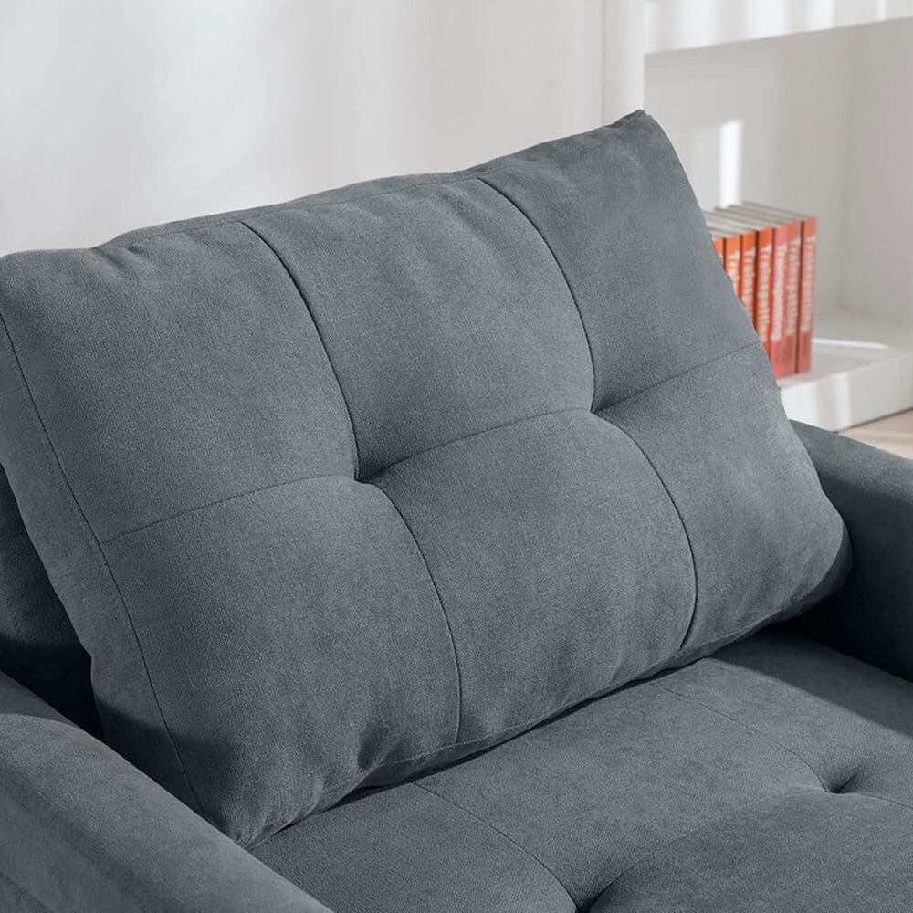 HOMLUX 35"W Convertible Armchair with Lounger and Sofa Bed Function, in Dark Grey, , large