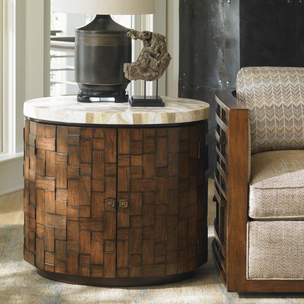 Tommy Bahama Home Island Fusion Banyan Accent Table in Dark Walnut, , large
