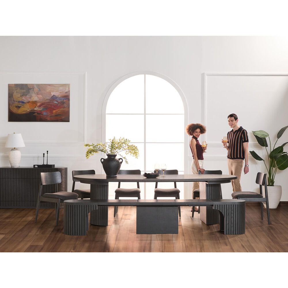 Transformer Table Round Dining Table Top and 3-Panel in Smoked Hickory Dark Gray, , large
