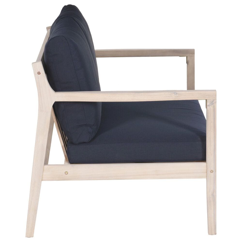 Linon Home Decor Teagon 2-Seater Outdoor Sofa with Blue Cushions in Whitewash, , large