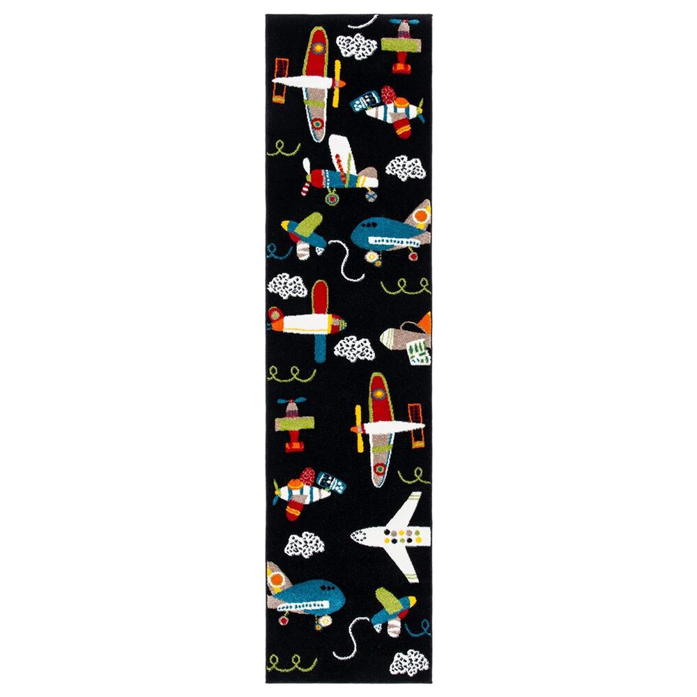 Safavieh Carousel Outer Space 2" x 8" Black and Ivory Kids Runner, , large