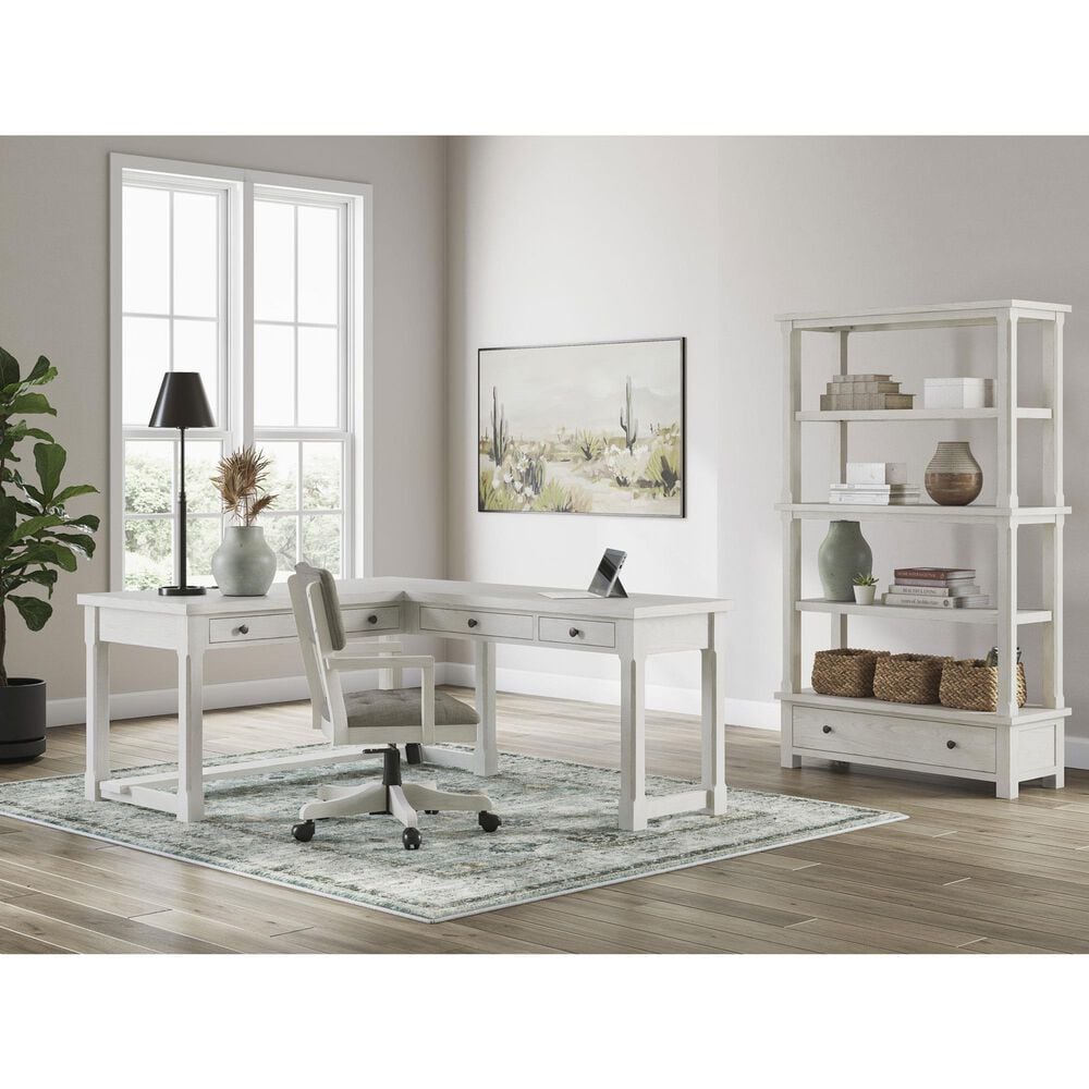 Ashley Robbinsdale 3-Piece L-Shape Desk and Chair Set in Antique White, , large