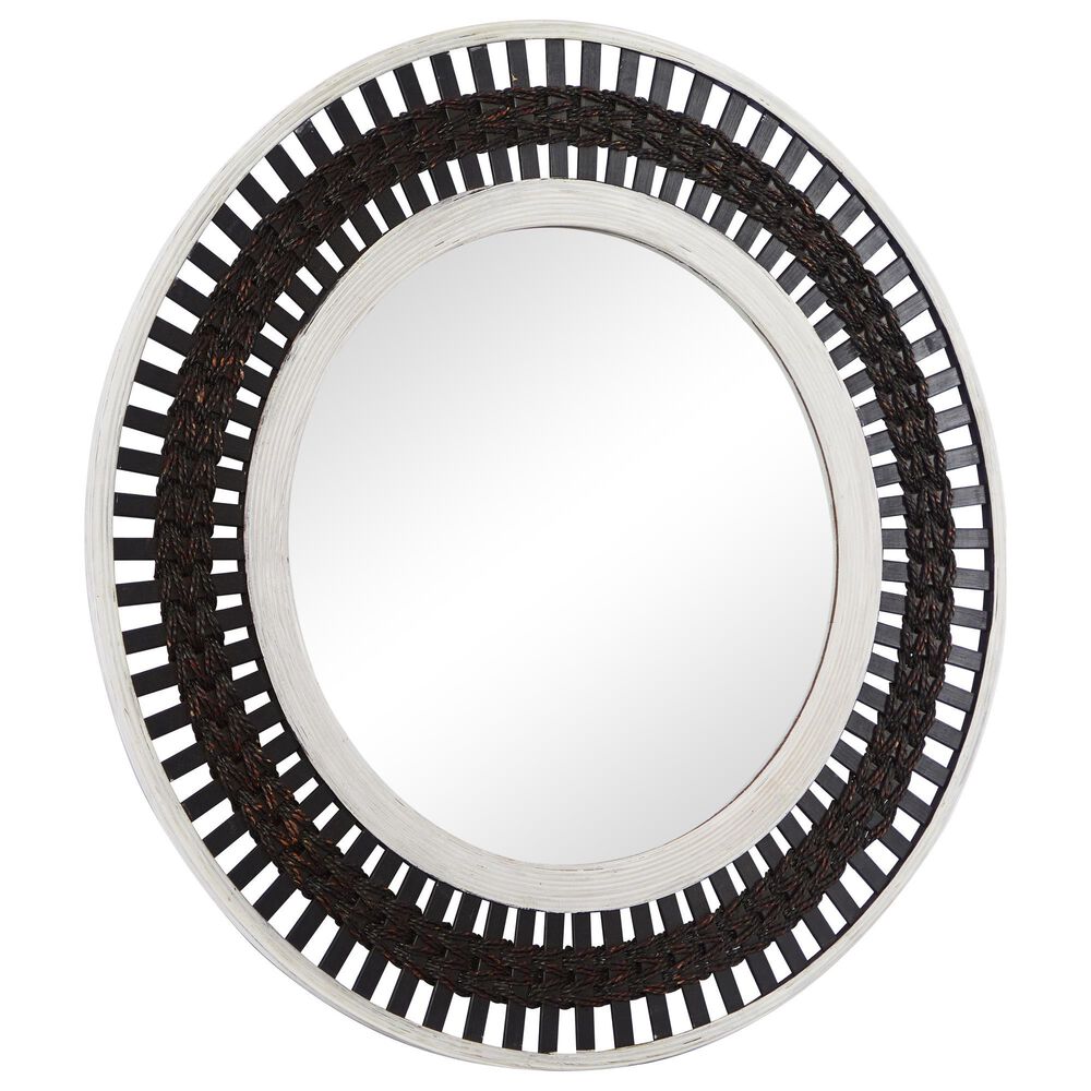 Maple and Jade 36&quot; Round Wall Mirror in Black, White and Red, , large