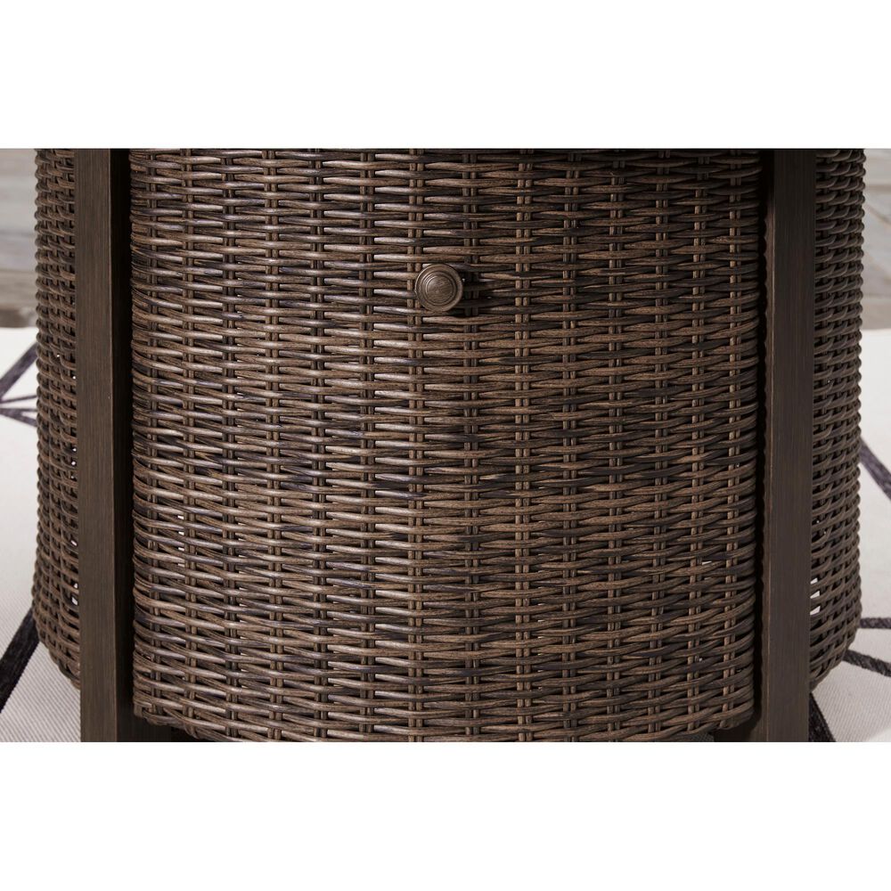 Ashley Paradise Trail Round Fire Pit Table in Medium Brown, , large