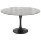 Leisuremod LeisureMod Verve Collection 48 Round Dining Table, Black Base with Sintered Stone White Top, , large