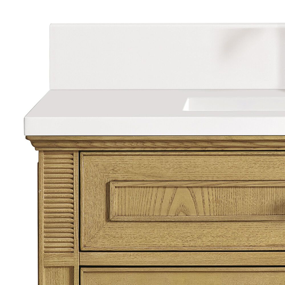 James Martin Vanities Lorelai 36&quot; Single Vanity in Light Natural Oak with Single Hole 3 cm White Zeus Quartz Top &amp; Backsplash, , large