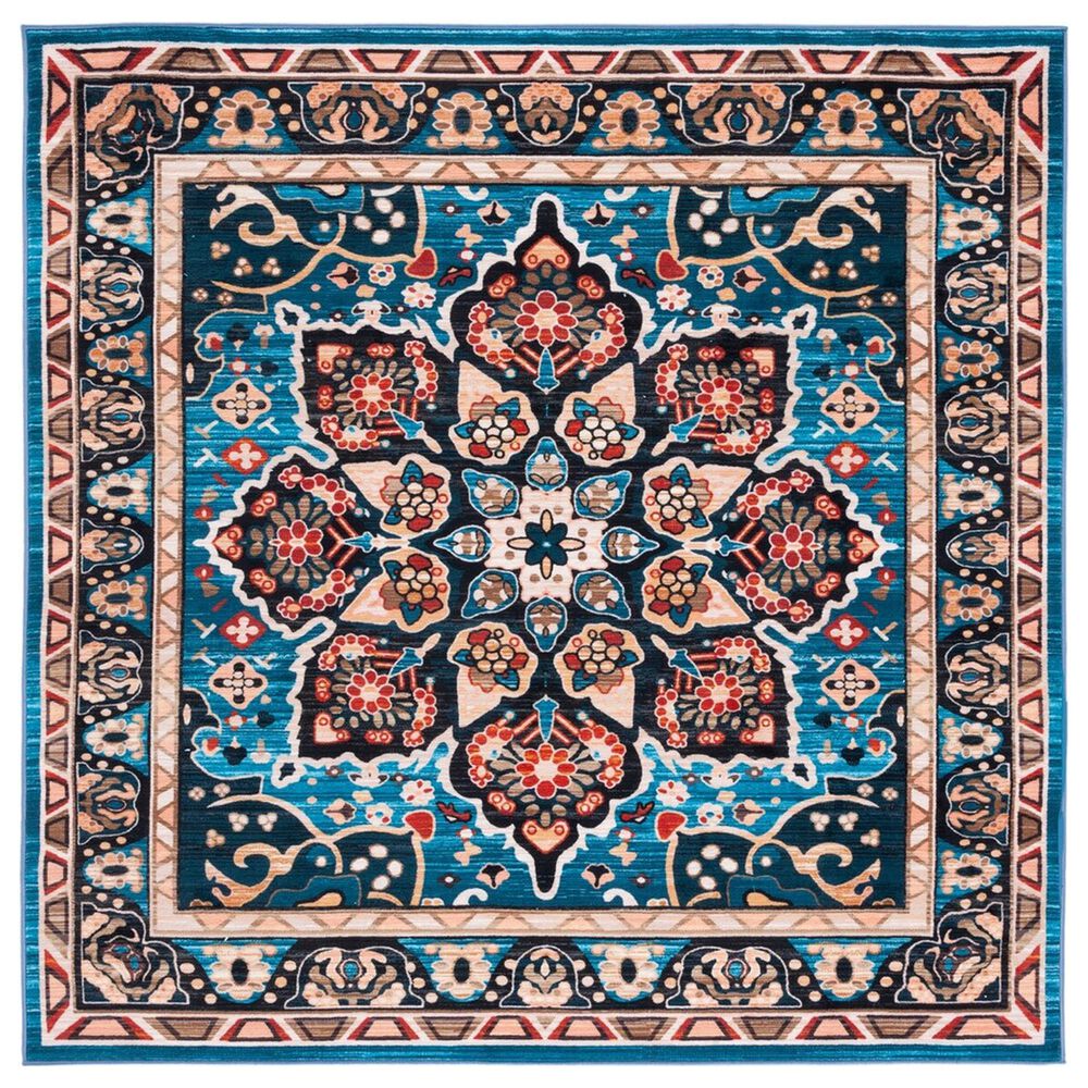 Safavieh Riviera 6"7" Square Blue and Black Area Rug, , large