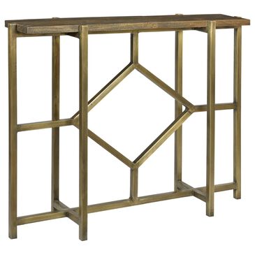 Crestview Collection Bengal Manor Iron Diamond Console in Light Brown and Antique Gold, , large