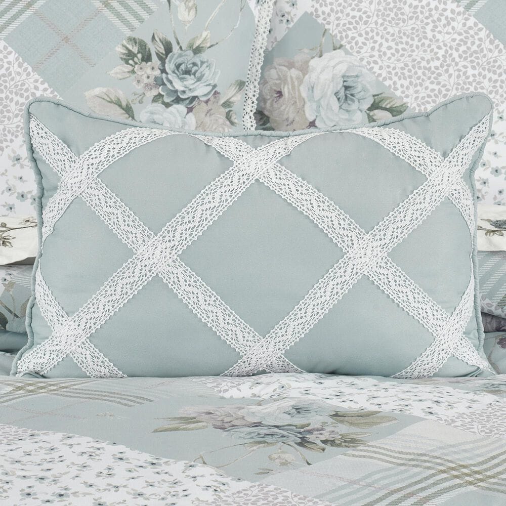 Royal Court Bungalow 13&quot; x 19&quot; Lumbar Pillow in Spa Blue and White, , large