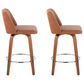 LumiSource Toriano Swivel Counter Stool with Camel Faux Leather Upholstery in Walnut and Chrome (Set of 2), , large