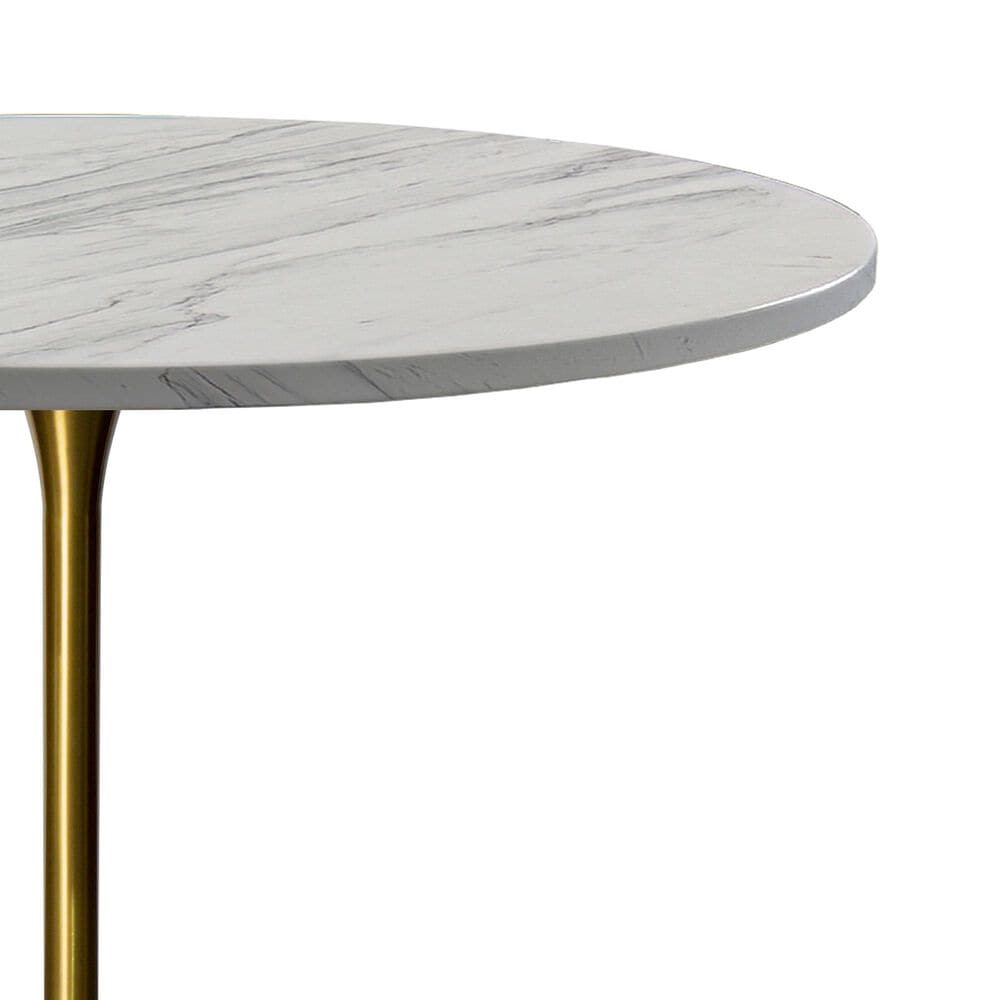 Leisuremod Verve 48&quot; Round Bar Height Dining Table with Resin Top in Brushed Gold and White - Table Only, , large