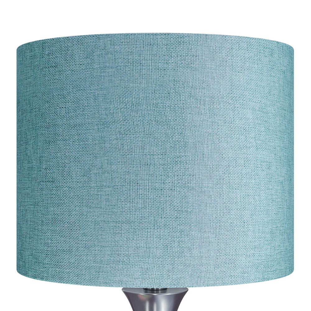 LumiSource Lenuxe 24" Metal Table Lamp with Turquoise Linen Shade in Brushed Nickel (Set of 2), , large