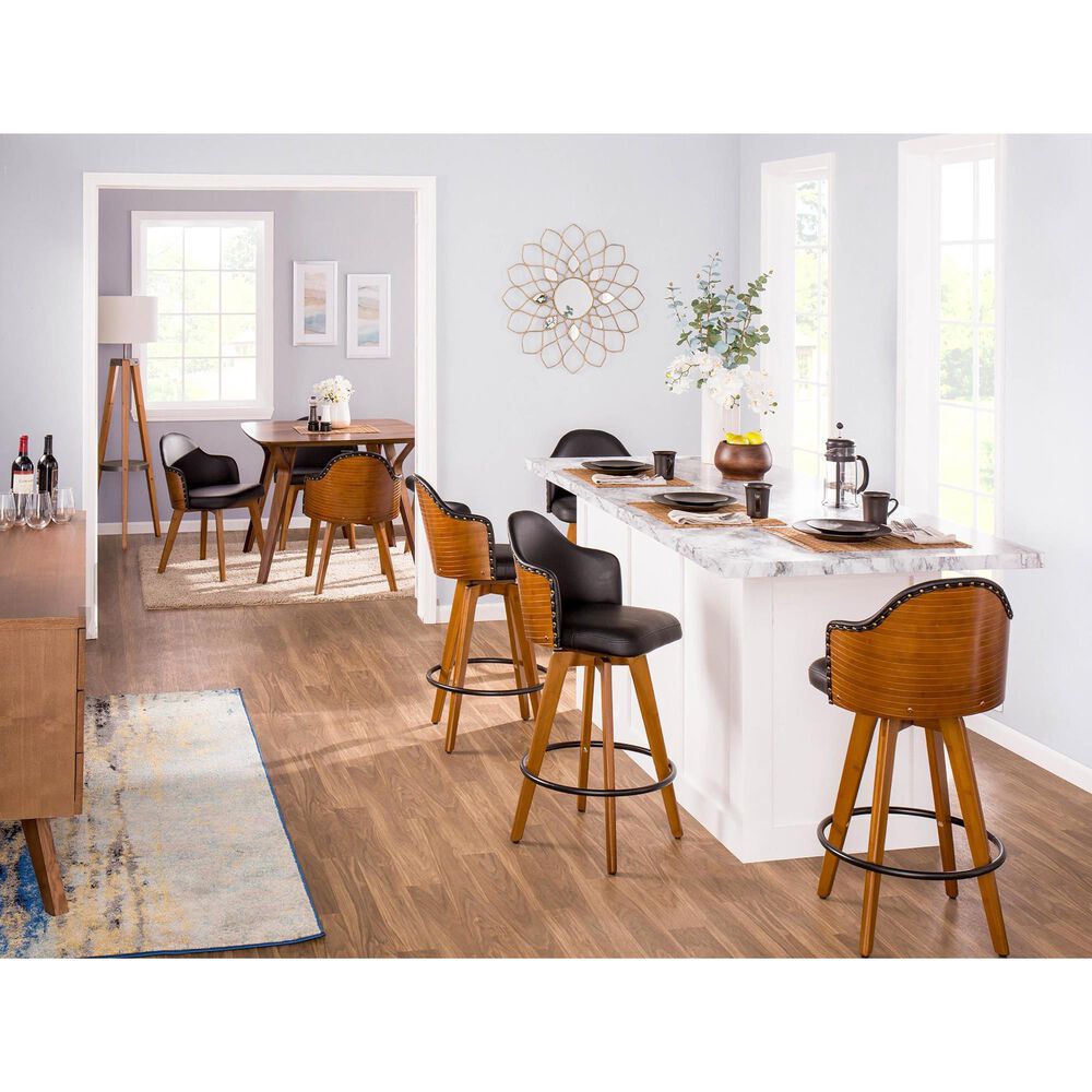 Lumisource Ahoy Swivel Counter Stool in Walnut and Black, , large