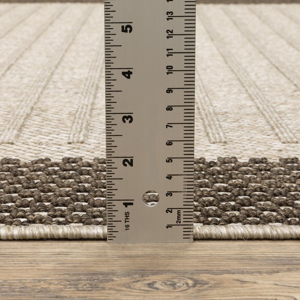 ROW by Oriental Weavers Zarina Striped Beige and Brown 9'10" x 12'10" Indoor/Outdoor Area Rug, , large