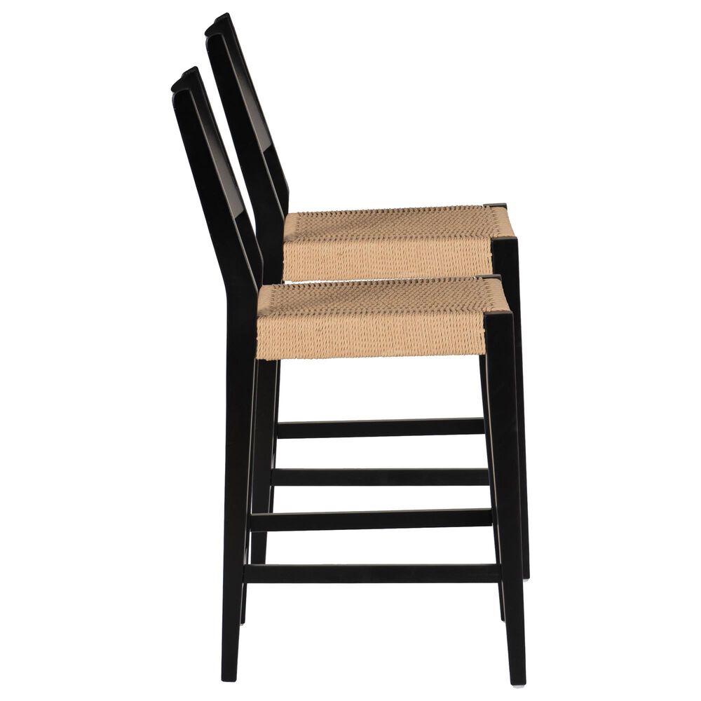 Linon Home Decor Cadence Counter Stool in Matte Black and Natural (Set of 2), , large