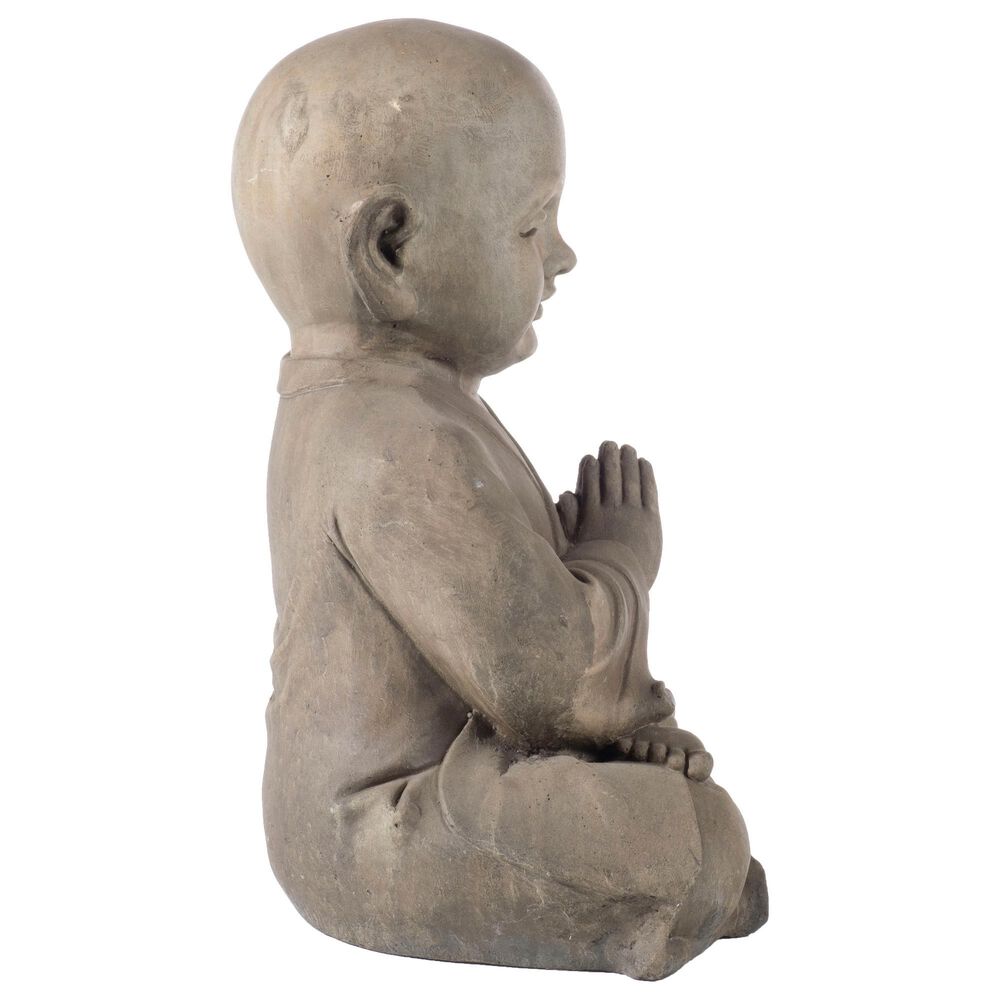 Alfresco Home Praying Buddha Patio Statue in Antique Brown, , large