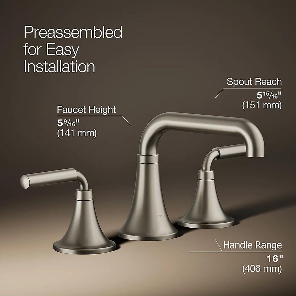 Kohler Tone Widespread Bathroom Sink Faucet in Vibrant Brushed Nickel, , large