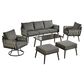 HOMLUX 6-Piece Patio Conversation Set with Woven Sling Fabric in Black, , large