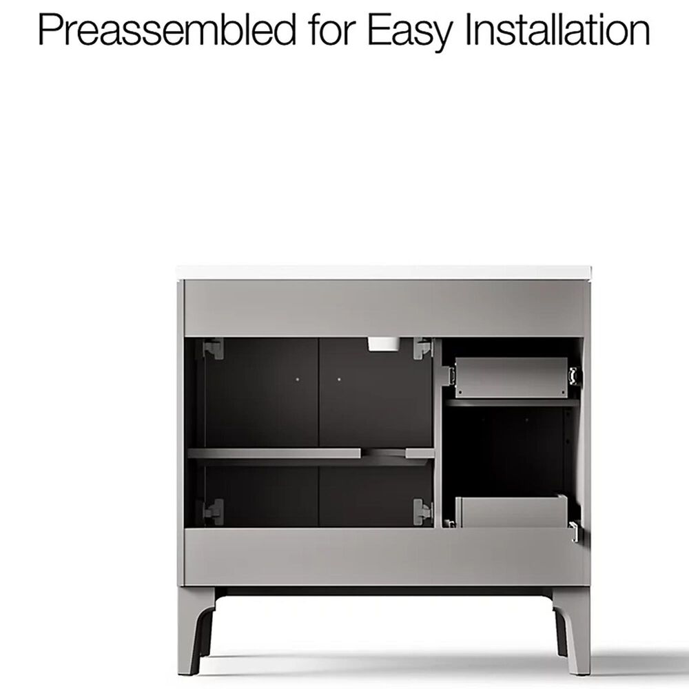 Kohler Seer 36" Single Bathroom Vanity in Mohair Grey with 3 cm Pure White Quartz Top and Rectangular Sink, , large