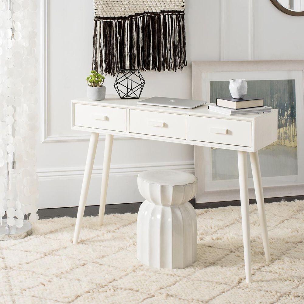 Safavieh Albus 3-Drawer Console Table in Distressed White, , large