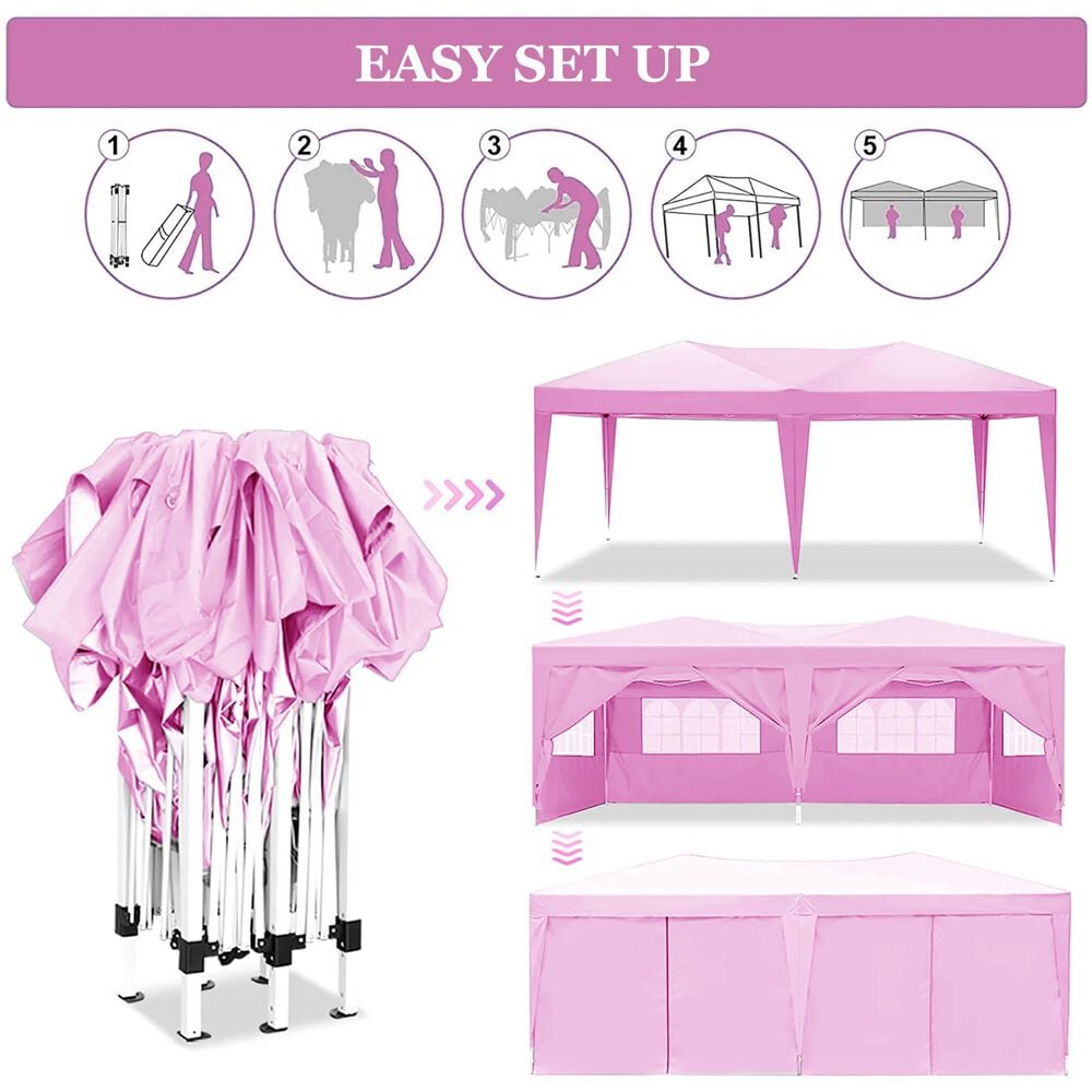 HOMLUX 10' x 20' Outdoor Pop Up Canopy Gazebo for Party in Pink, , large