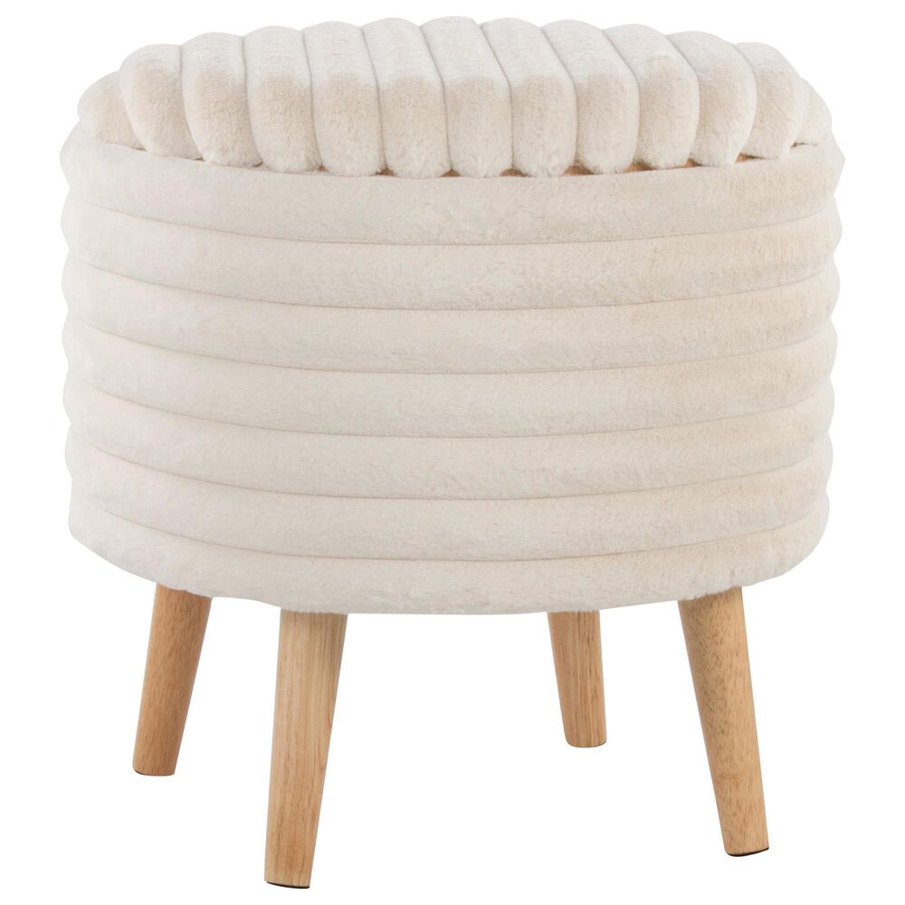 Lumisource Tray Plush 2-Piece Storage Ottoman Set in Cream, , large
