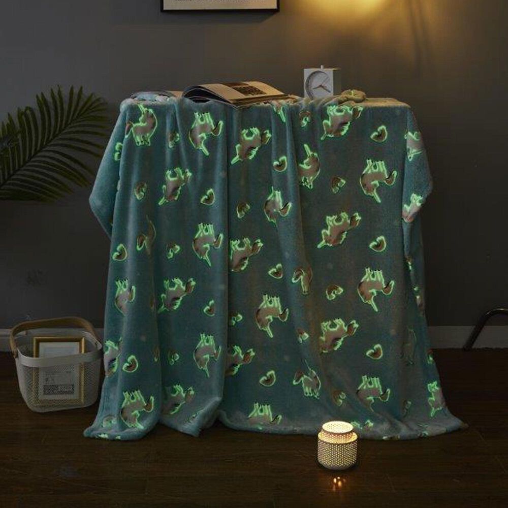 Duke Imports Regal Comfort Rainbow Unicorn Glow 50" x 60" Throw in Cyan, , large