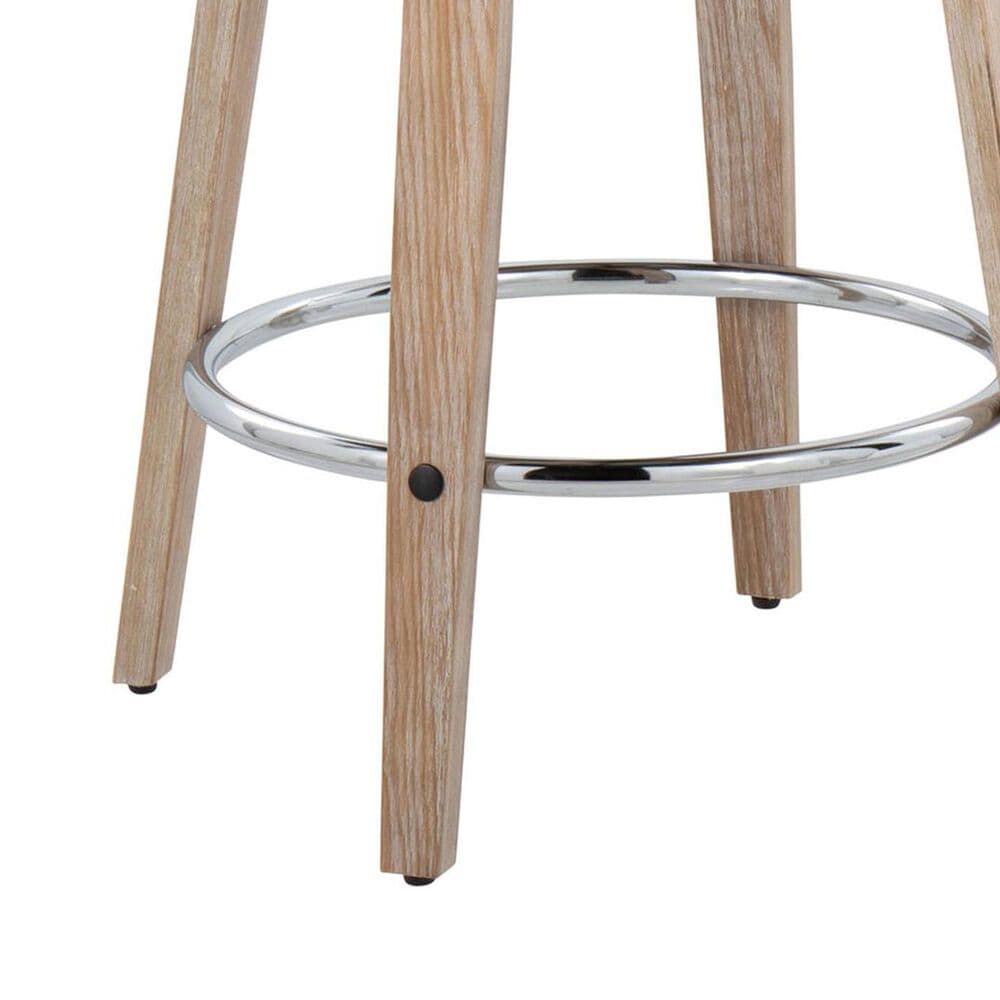 LumiSource Gardenia Swivel Fixed-Height Counter Stool with Cream Fabric Upholstery in Chrome and Whitewashed (Set of 2), , large