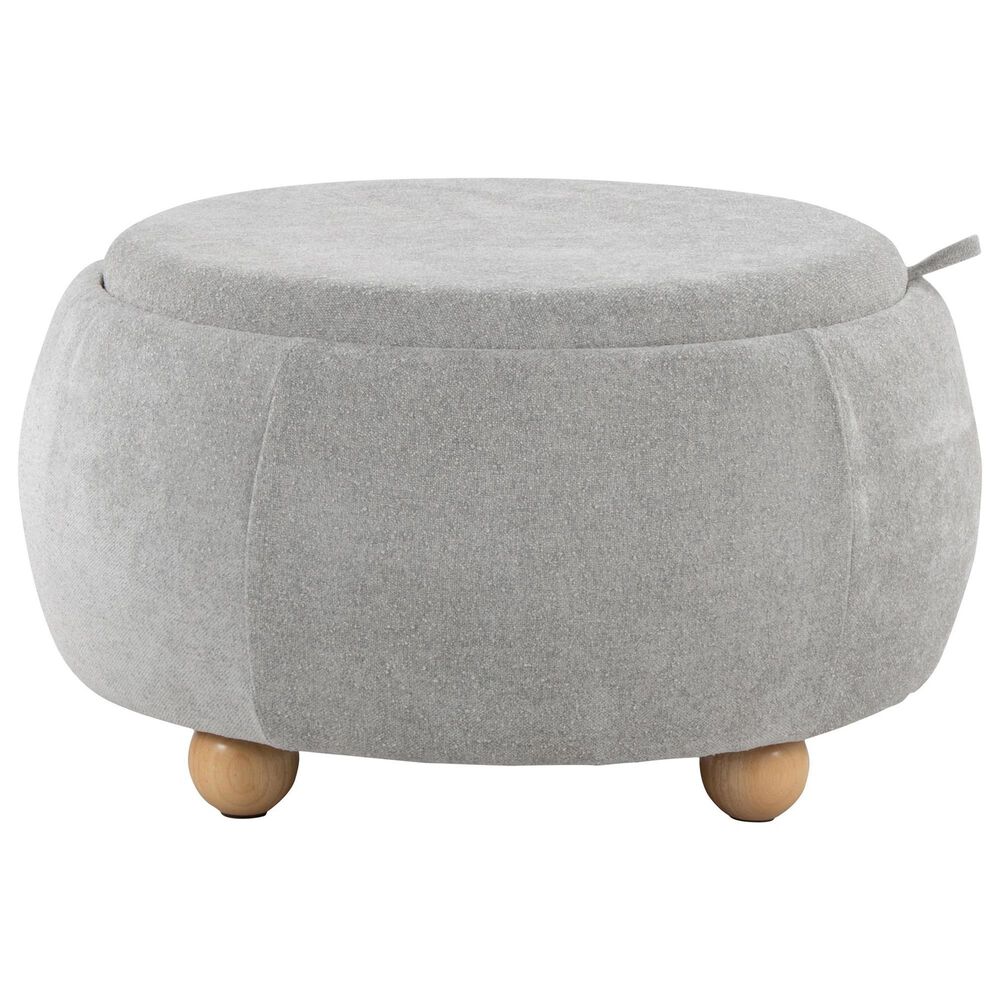 Lumisource Tray Storage Pouf with Leg in Light Grey, , large