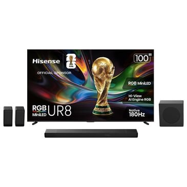 Hisense 100" Class UR8 RGB Mini-LED Series UHD 4K HDR - Smart Google TV with 5.1.4 Channel Soundbar System in Black, , large