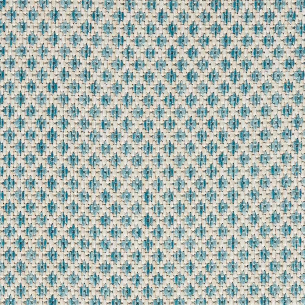 Nourison Courtyard Ivory and Aqua 4&#39; Round Indoor/Outdoor Area Rug, , large
